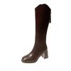 Fashion Autumn Winter Thick High Heels Women Knee High Boots Fashion Stretch Slim Modern Long Botas Para Mujer
