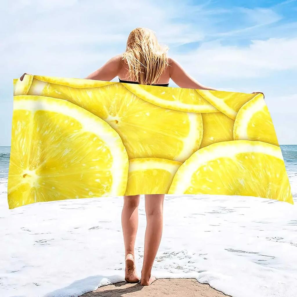 Zitronen Strandtuch Mikrofaser Ultra Weich Super Wasserabsorbierend Pool- und Badetücher Leicht Schnelltrocknend und Sandfreies Handtuch