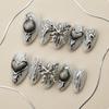 Silver Butterfly & Heart Almond Nail Art Stickers - High Quality Spicy Girl Style