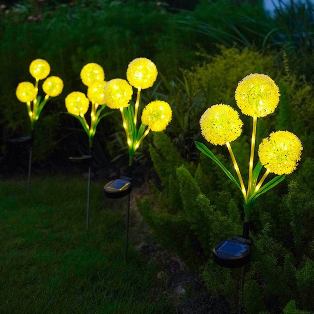Solar-Powered Dandelion LED Garden Light Warm/colorful 3 Heads Dandelion Head Light for Garden Lawn Patio Pathway, Festive Outdoor Lighting Decor