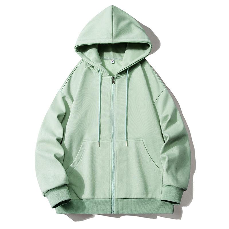 2024 Hong Kong Style Hooded Cardigan Sweatshirt with Long Sleeves and Drawstring