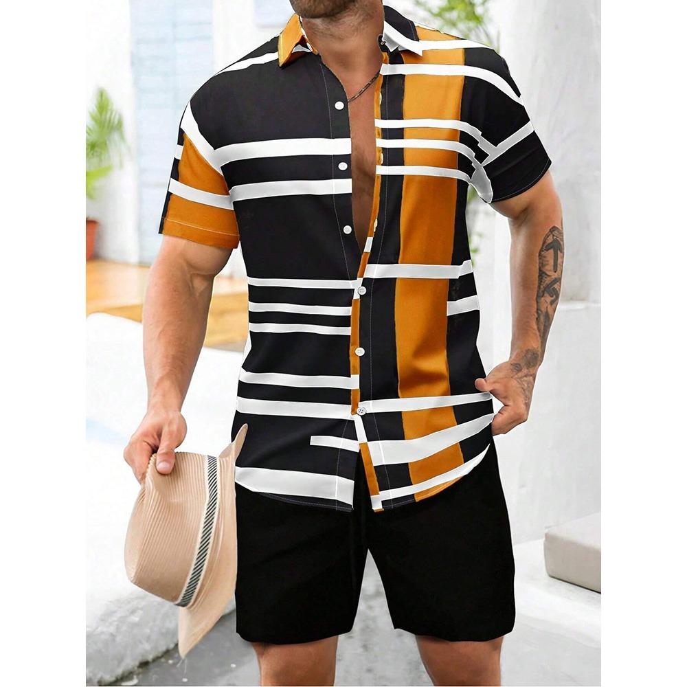 2026 Summer New Men's Short-sleeved Shirt And Beach Shorts Set Running Men's Shorts Everyday Urban Fashion Men's Casual Shirt