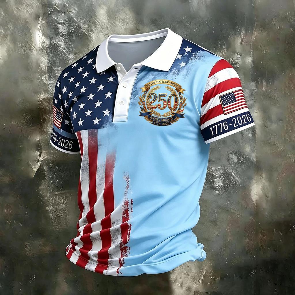 Men's Casual Quick Dry Mesh Golf Polo Shirt Short Sleeve Moisture Wicking Lightweight Breathable Letter Print Top for Outdoor Sports Activities