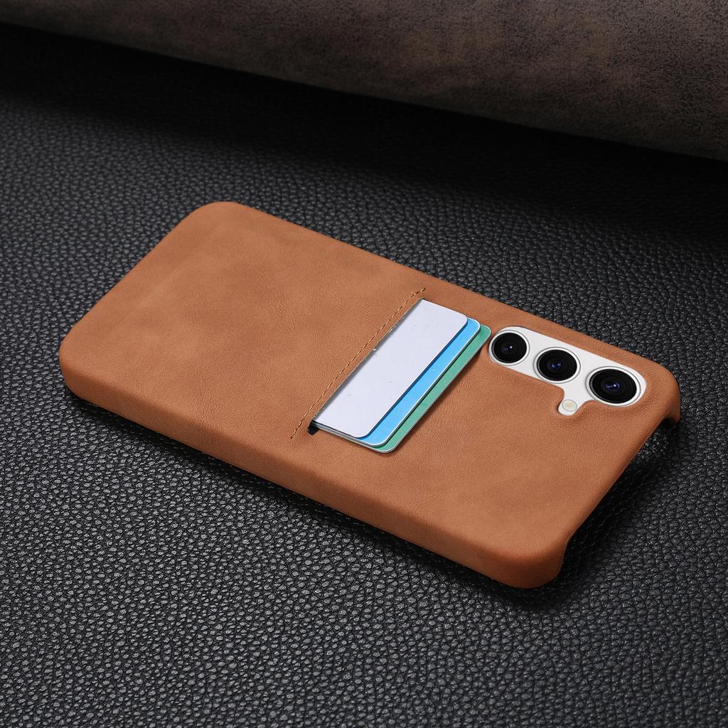 Card Slot Sheepskin Leather Texture Case For Samsung S26 S25 S24 S23 Ultra A55 A35 A15 A54 A34 Wallet Thin Hard PC Armor Cover