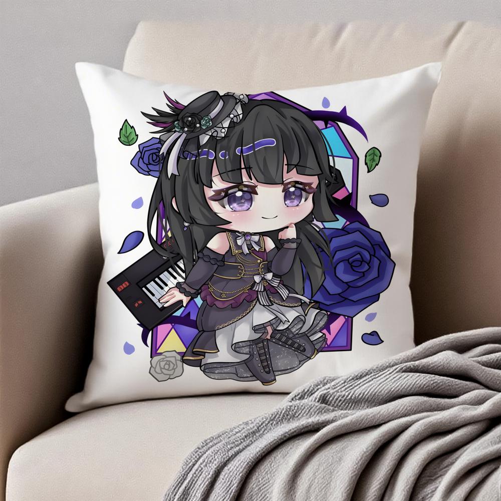 Lovely Anime BBanG Dream Its MyGO Cushion Cover Pillowcase Antidustmite Invisible Zipper Short Plush Sofa Cushion