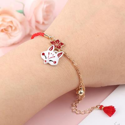Flower Animal Bracelet For Women Cute Fox Jewelry Lucky Bell Bracelet