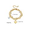 Gold Plated Stainless Steel Double Layer Pearl Heart Charm Bracelet For Women