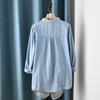 Soft Denim Shirt Flowers Vine  Embroidery Romantic Blouse Mori Girl