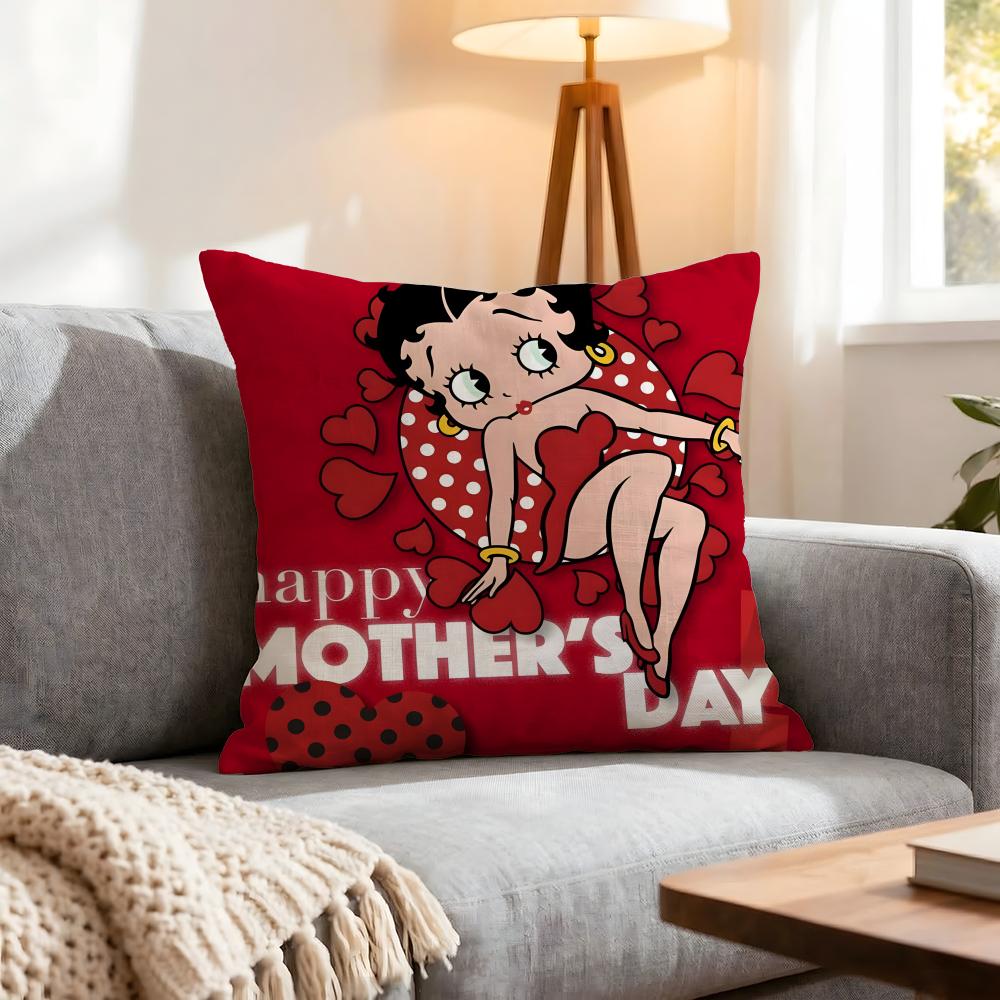 Character Betty Boop Cushion Cover 1Pcs Decorative Covers Soft Cushion Case For Sofa Couch Decor 40X40 45X45 Pillowcases
