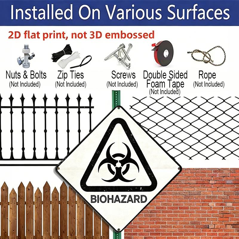 2D Flat -1pc, Featuring A Biohazard Theme, Safety Sign Gift for Research Enthusiasts, Vintage Metal Plaque, Suitable for Decorating Laboratories