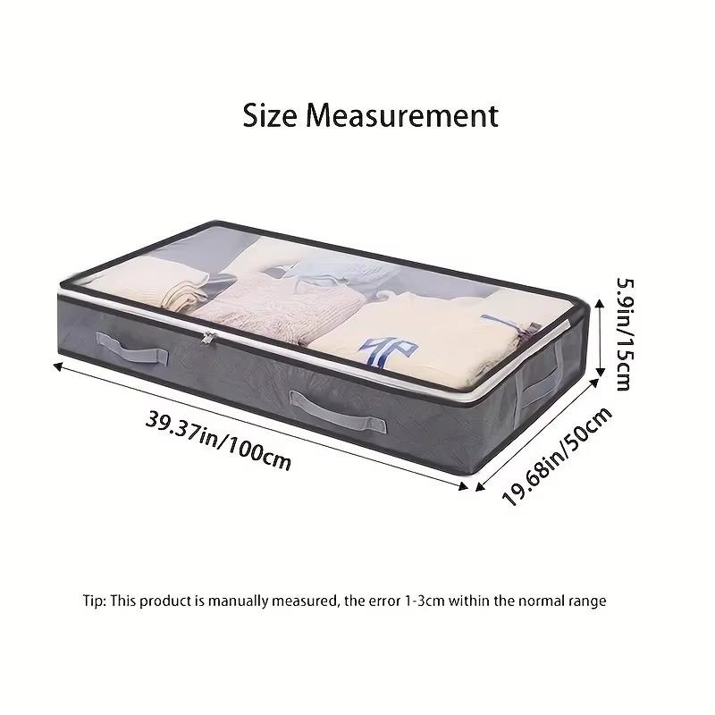

1pc Dustproof Under Bed Storage Box with Reinforced Handles for Comforter, Blanket, Bedding, Pillow, and Toys Bedroom Accessorie