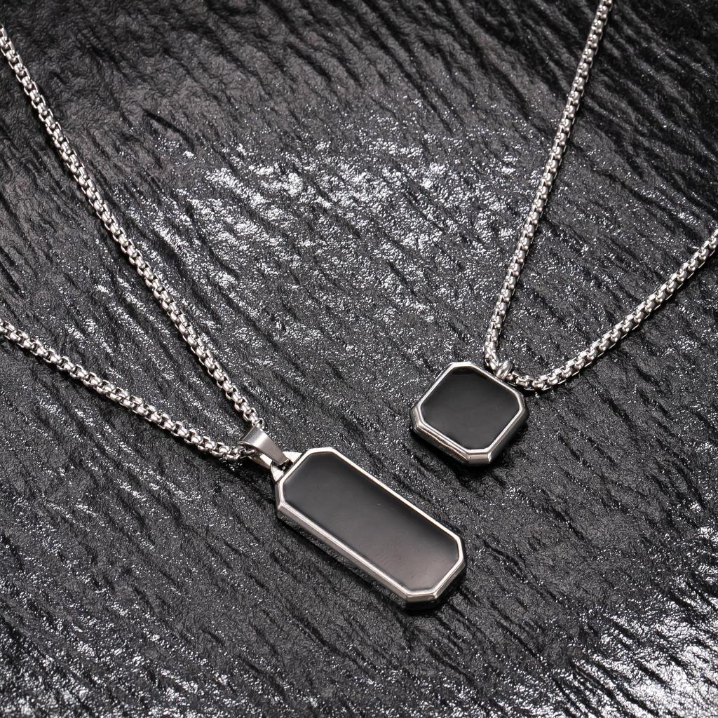 18K Gold Plated Titanium Steel Necklace with Geometric Pendant and Pearl Chain