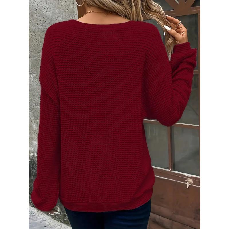 Plus Size Women's New Autumn Round Neck Solid Color Loose Long Sleeved Top