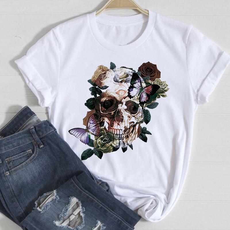 Women T-Shirt Summer Ladies Tops Cute Aesthetic Fashion 90S Print Kawaii Basic Clothing Female Clothes Tees Beautiful Butterfly