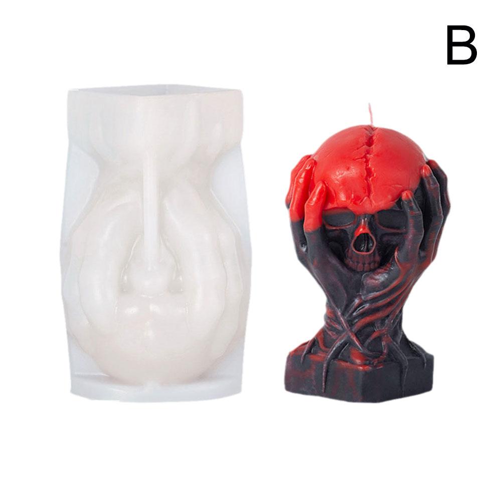 Snake Twine Skeleton Candle Silicone Mold Terror Skull Chocolate Resin Decor Mould Plaster Halloween Cranium Party Gift Fes E9x8