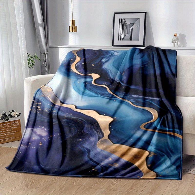 1pc Marble Pattern Lightweight Flannel Blanket, Comfortable and Warm Blanket, for Camping Sofa Bed and Couch Office, Gift
