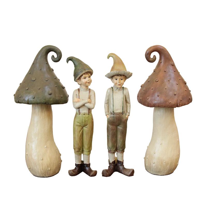 Forest Elf Mushroom Boy Resin Decoration Fairy Garden Miniature Figurines Craft Home Decoration Accessories for Living Room