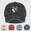 MLFO Three Leopard-print Heart-patterned Washed Baseball Caps: Unisex Casual Style, Retro Sun Hats, Fashionable Headwear