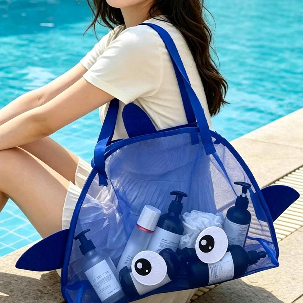 Mesh Beach Bag Large Capacity Beach Tote Pocket For Family Pool Bag For Toys Vacation Travel Beach Must Haves Toys Bags
