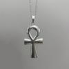 Retro Sliver Color Ancient Egyptian Symbol of Life Ankh Cross 80x42mm Large Pendant Necklace for Women Men Halloween Jewelry