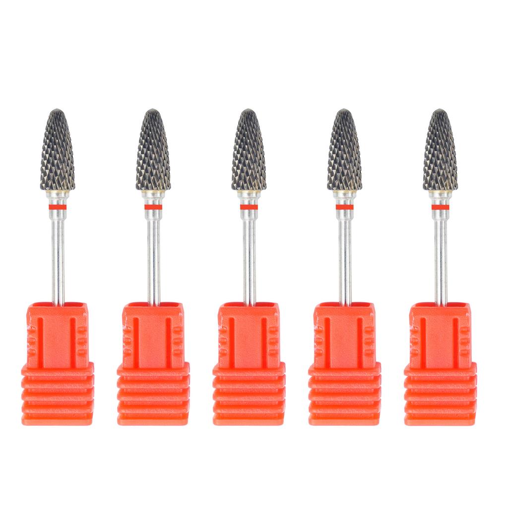 5Pcs Dental Carbide Burs Strawberry Lab Drill 2.35Mm Shank Tungsten Steel Cutters for Manicure