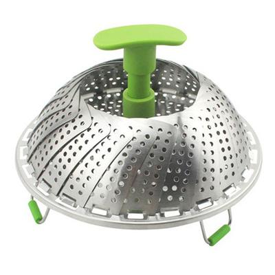 Cestello per la Cottura a Vapore in Acciaio Inossidabile Pieghevole con Manico in ABS per Verdure Pesce Frutti di Mare