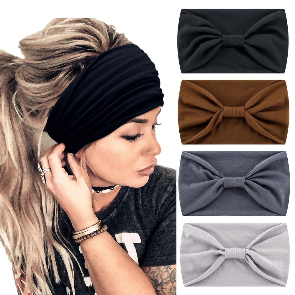 Women's Wide Elastic Sports Headband, Solid Color Yoga Sweatband for Running Workout