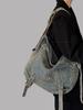 Fashi Persality Women Satchel Bag Large Capacity Washed Denim Messenger Bag Adjustable Strap Tote Multifuncti Shoulder Bag
