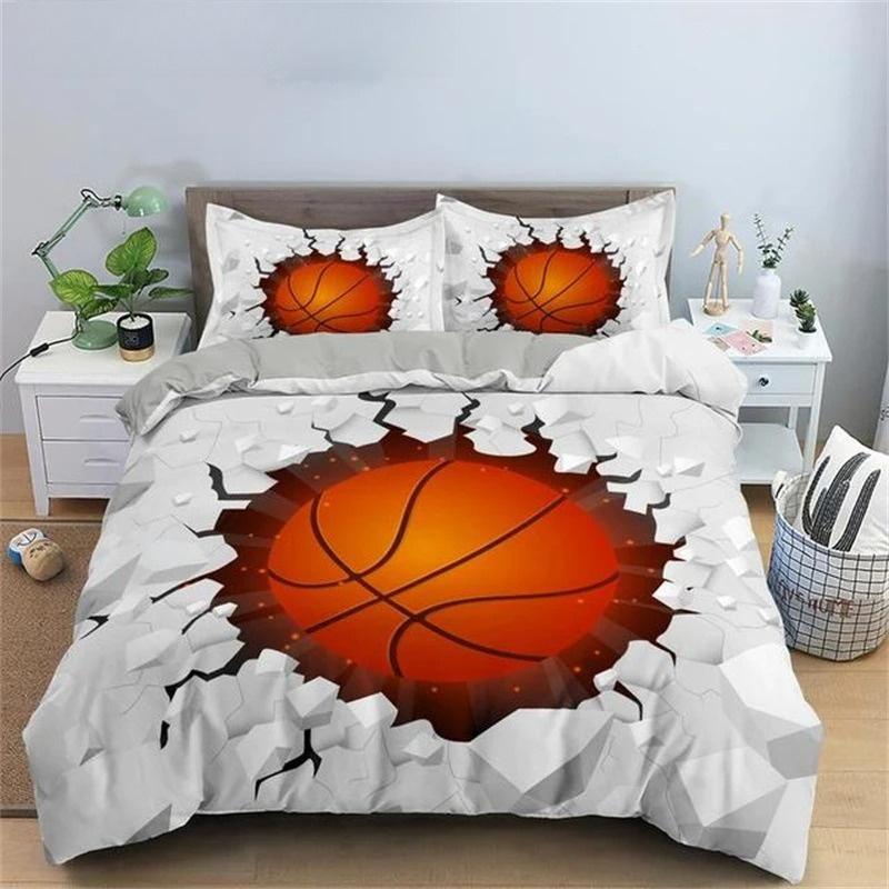 3D Król Królowa Poszwa na Kołdrę Motyw Sportowy Zestaw Pościeli Dla Dzieci Nastolatków Chłopców Gra w Piłkę Dekoracja Sypialni Miękka Poszwa na Kołdrę