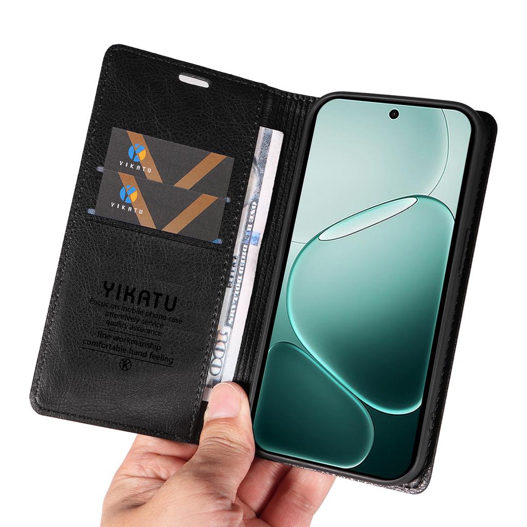 For Oppo A6 Pro 4G/Oppo F31 5G/Oppo A6 Pro 5G Wallet Case YIKATU YK-006 Magnetic Closure Leather Phone Cover Litchi Texture