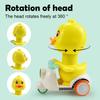 Manual Pressing Head Free Rotation Cute Duck Press Car Motorcycle Anti-collision And Anti Drop Baby Toys Mini Car For Kids