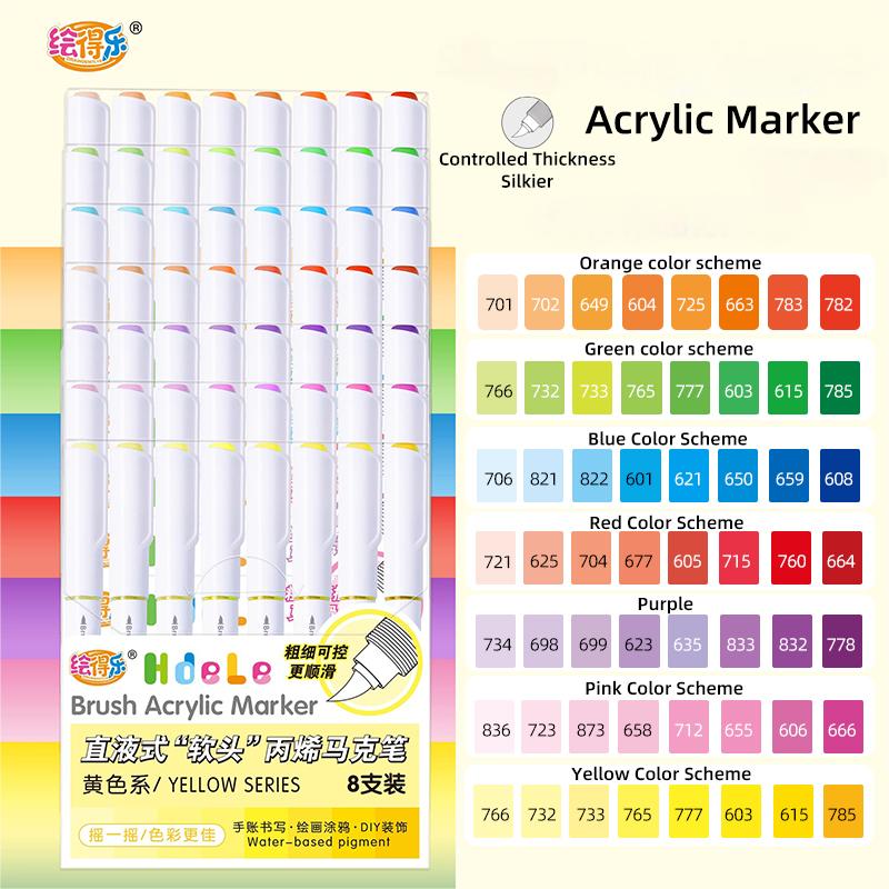 Acrylic Paint Markers Brush Soft Tip Direct Ink Waterproof Flexible Tip Art Pens for Craft And Art Supplies