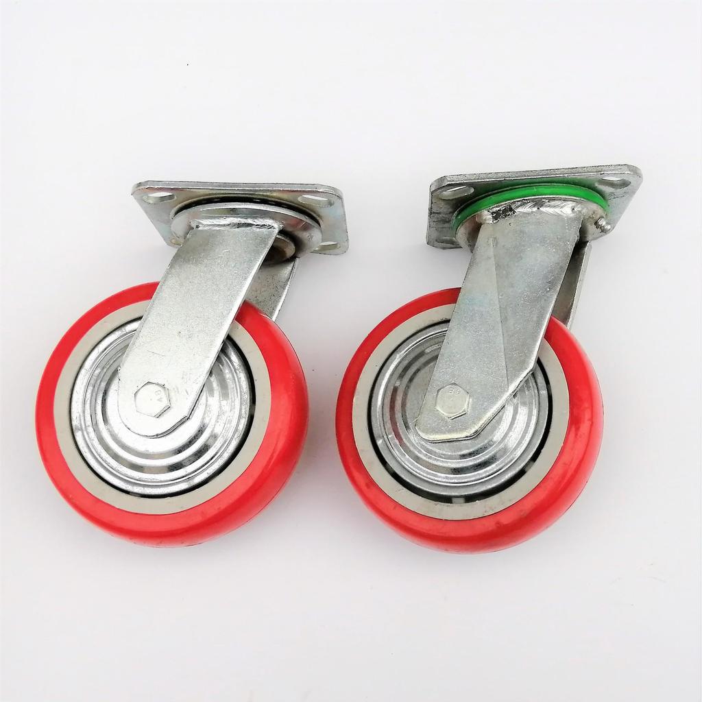 Schwerlast-Lenkrolle aus rotem Gummi im koreanischen Stil für Industriekarren