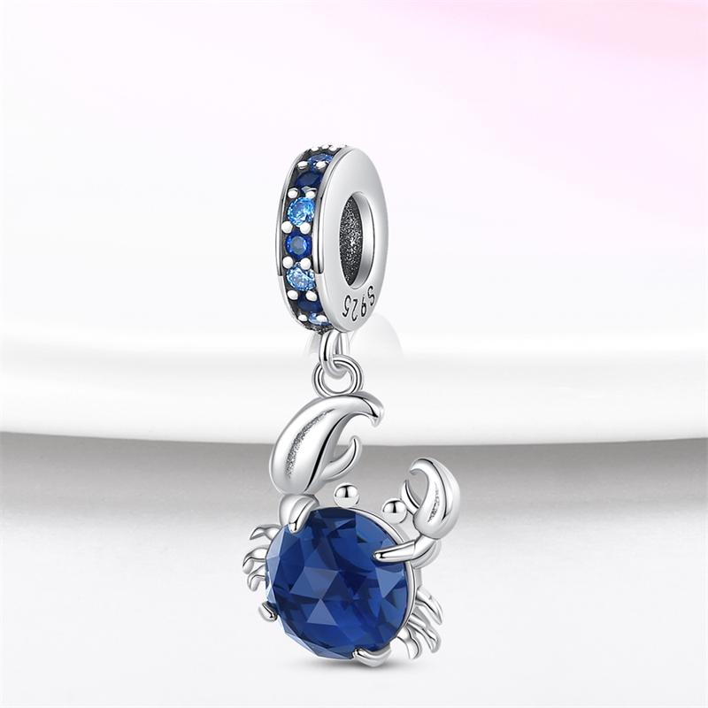 Pendant Charm Bead Copper Ocean Blue Crab Beads Fit Original Bracelet For Jewelry Making Valentine'S Day Gift