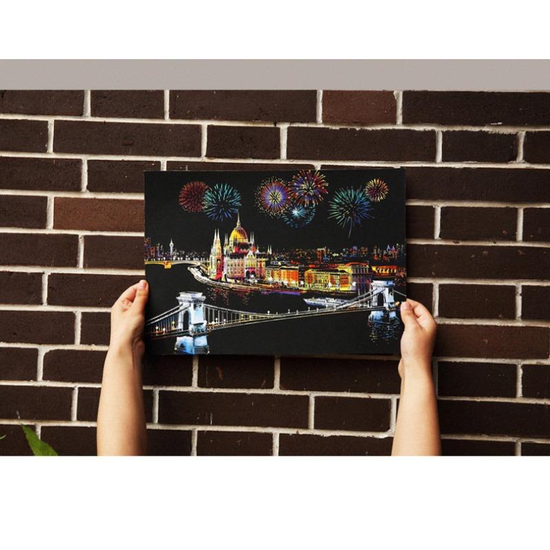 

1 шт. Картини для прикраси стін для дому, святкові акції, щоденна прикраса для дому, міський нічний скретч, щоденні підвісні картини для дому