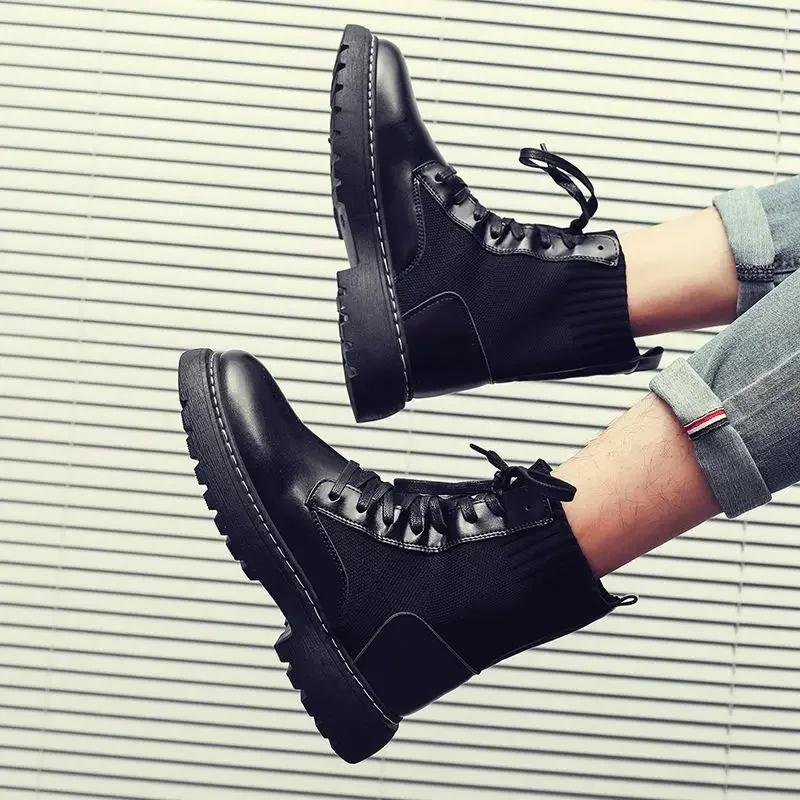 Fashion Male Shoes Black Warm With Fur Winter Men's Boots Designer Offer Comfortable In Promotion Non Slip Footwear Low Price Cheap Y2k