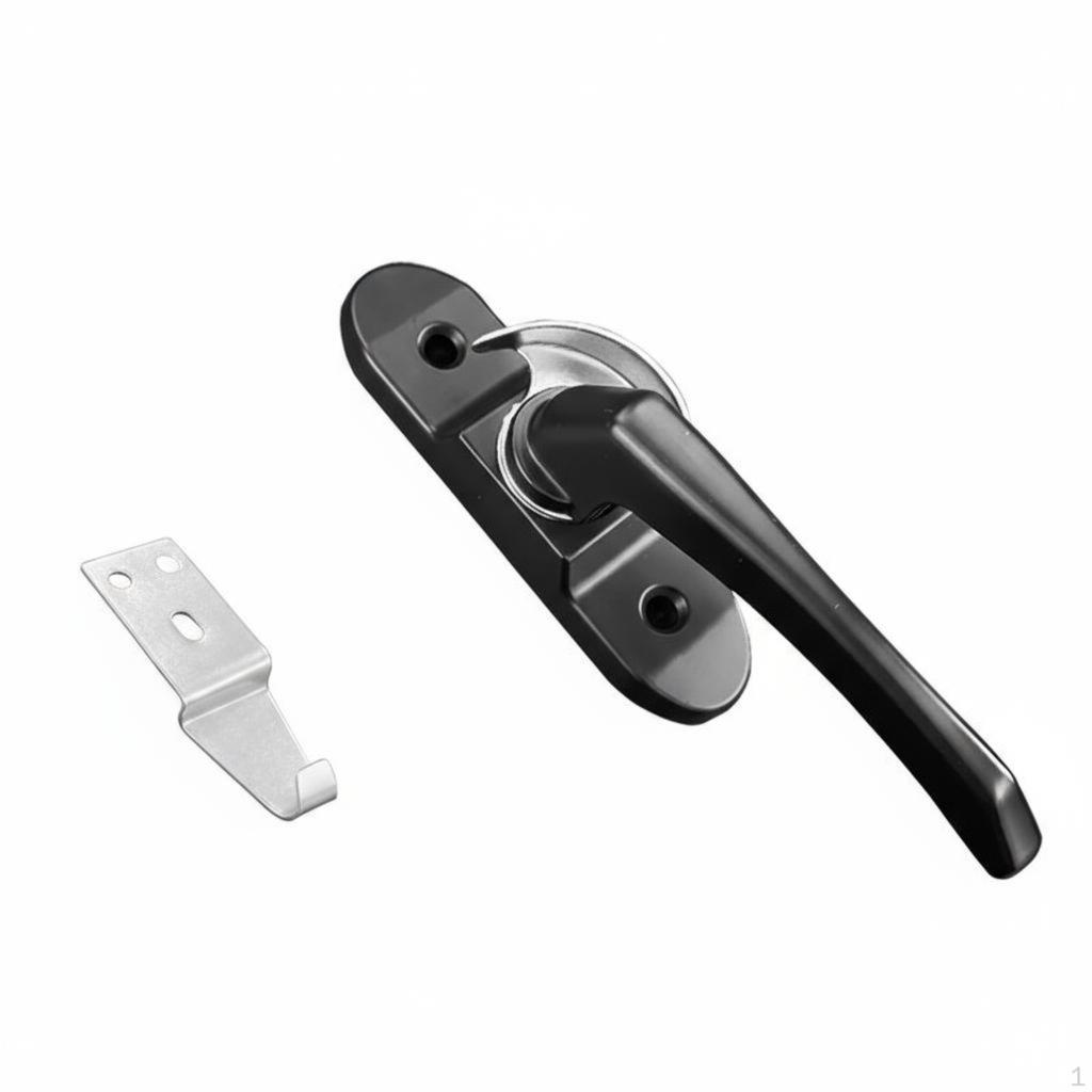 Sliding Pane Lock, Aluminum Alloy, Security, Child Protection, Easy Installation Black Left Crescent