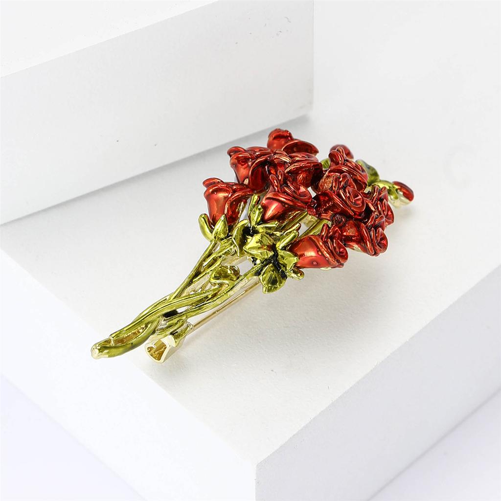 Elegant Rose Bouquet Brooch For Women Crafted In High Quality Alloy Perfect For Weddings And Formal Events