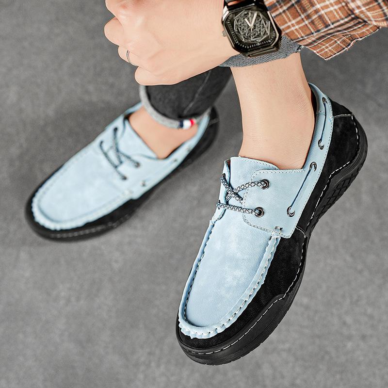 2025 Men's Shoes Spring Casual Retro Leather Shoes Men's Versatile Low-top Casual Shoes Men's Large-size Shoes Color Matching