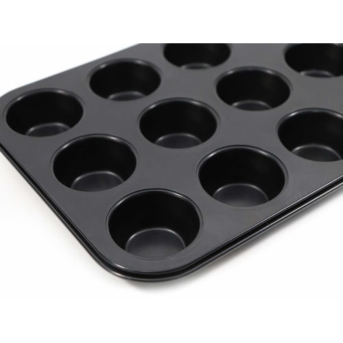 cotta Tiffany Muffin Pan (12 muffins), Black, Dimensions: 26 x 20 x 2.4 cm (Size of each muffin: 4.8 x 2.4 cm), Product Code: 88656