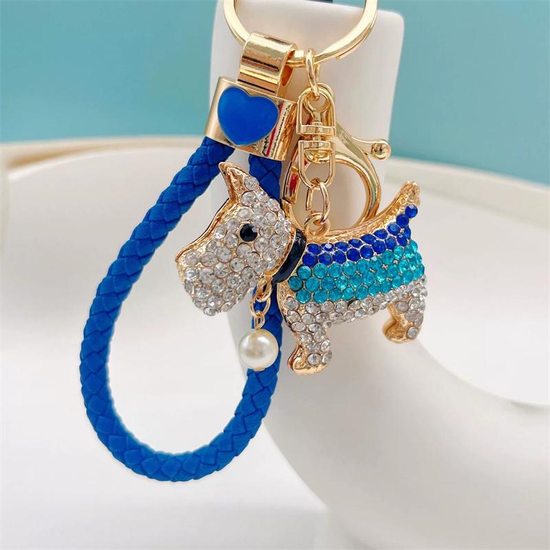 1/2/3PCS Cute Full Rhinestone Dog Crystal Pendant Keychains For Women Car/Bag Key Chains Holder Bag Charm
