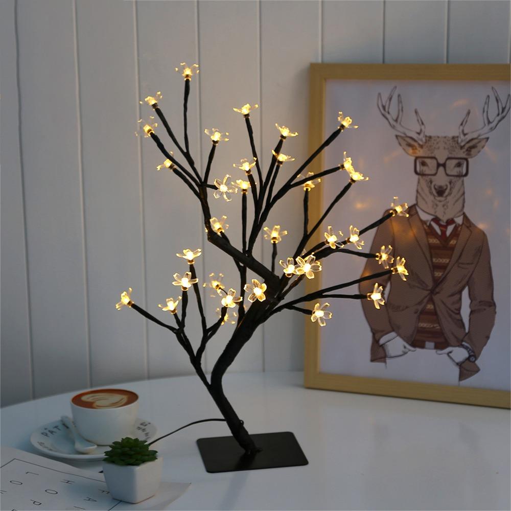 USB Powered Night Light 48 LED Cherry Blossom Lamp Festive Cherry Blossom Tree Light  Living Room