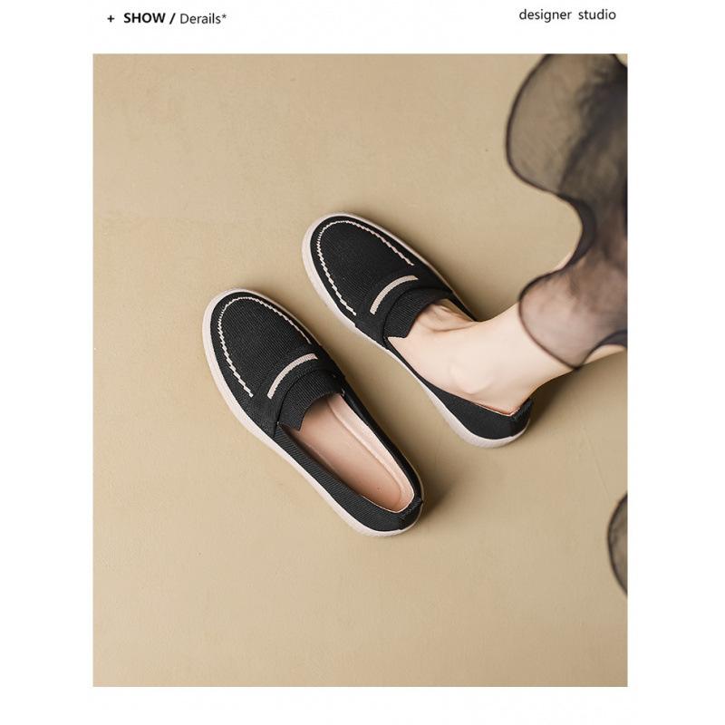 Deep mouth fisherman shoes single shoes woven shoes flying woven flat bottom round head one pedal women