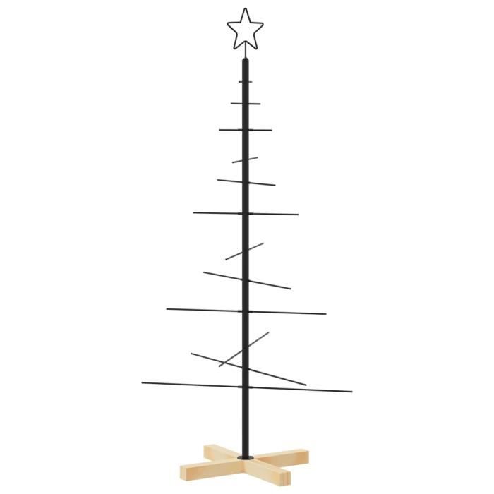 VidaXL Arbre de Noël en métal avec base en bois noir 120 cm 359603