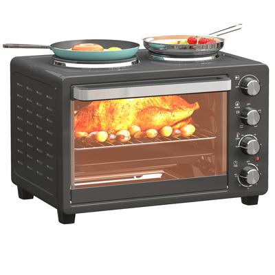 28 L Toaster Oven, Compact Oven for Cooking and Grilling, Electric Oven with Baking Tray, Grill Rack, 2600W, Black