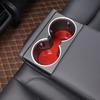 Red Carbon Fiber Rear Water Cup Holder Mat Trim Sticker for Tesla Model 3 23-24