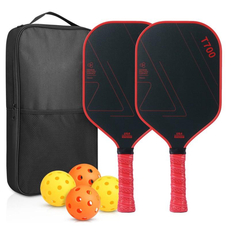 Pickleball Paddle Set Carbon Fiber T700 Textured Surface Kids Beginner Racket Full