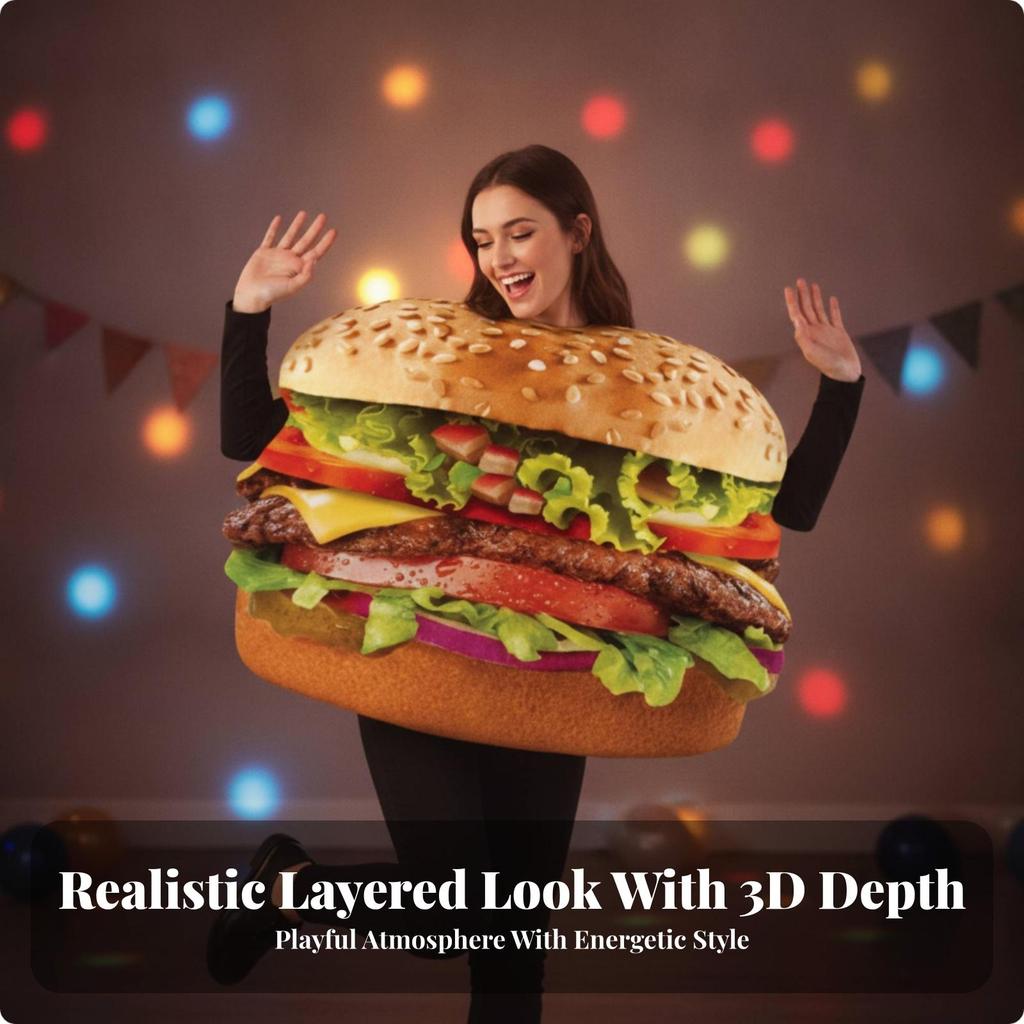 Hamburger Costume Funny Burger Adult for Masquerades, Adults, Performers