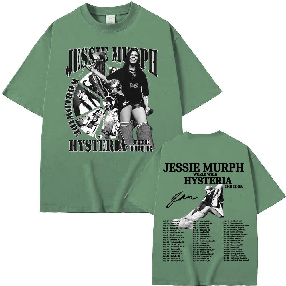 Футболка Jessie Murph Worldwide Hysteria Tour 2025 Музыкальная Футболка для Концерта Грустной Девушки Мужская Женская Ретро Хип-Хоп Мода Хлопковая Футболка 4XL