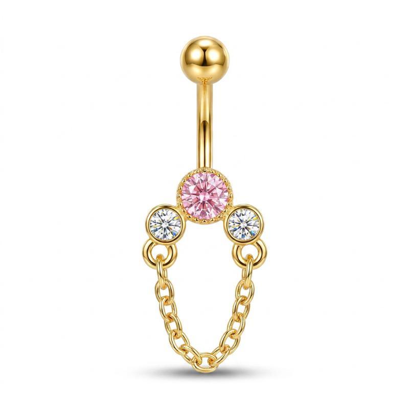 Dainty Zircon Pendant Belly Button Ring for Women Shiny Crystal Star Navel Jewelry Rust-proof for Beach Vacation